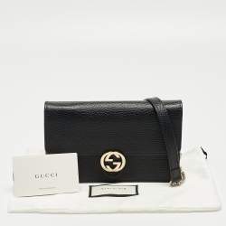 Gucci Black Leather Interlocking G Wallet On Chain