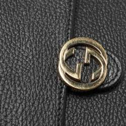 Gucci Black Leather Interlocking G Wallet On Chain