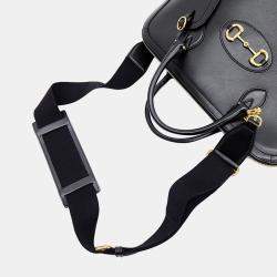 Gucci Black Leather 1955 Horsebit Medium Top Handle Bag