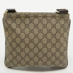 Pre Owned Gucci Beige/Brown GG Supreme Canvas Slim Messenger Bag