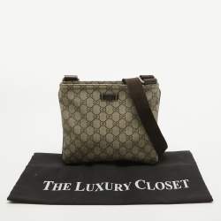 Pre Owned Gucci Beige/Brown GG Supreme Canvas Slim Messenger Bag