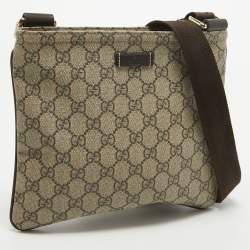 Pre Owned Gucci Beige/Brown GG Supreme Canvas Slim Messenger Bag