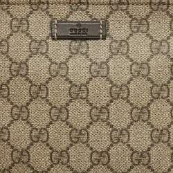 Pre Owned Gucci Beige/Brown GG Supreme Canvas Slim Messenger Bag
