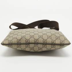 Pre Owned Gucci Beige/Brown GG Supreme Canvas Slim Messenger Bag
