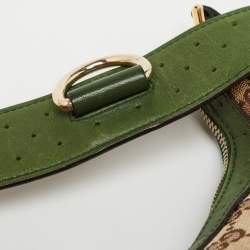 Pre Owned Gucci Green/Beige GG Canvas and Leather Reins Hobo