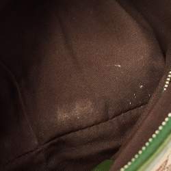 Pre Owned Gucci Green/Beige GG Canvas and Leather Reins Hobo