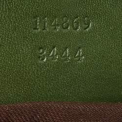 Pre Owned Gucci Green/Beige GG Canvas and Leather Reins Hobo