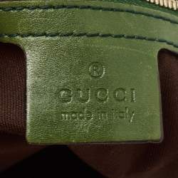 Pre Owned Gucci Green/Beige GG Canvas and Leather Reins Hobo