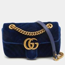 Gucci Blue Velvet GG Marmont Small Matelasse Shoulder Bag Gucci TLC