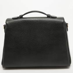 Pre Owned Gucci Black Leather Doller Interlocking G Top Handle Bag