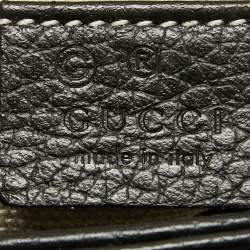 Pre Owned Gucci Black Leather Doller Interlocking G Top Handle Bag