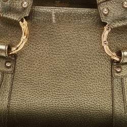 مملوكة مسبقًا Gucci Gold Leather Metal Bamboo Ring Bag