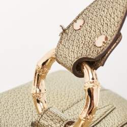 مملوكة مسبقًا Gucci Gold Leather Metal Bamboo Ring Bag
