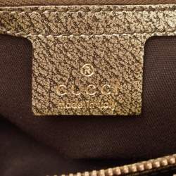 Gucci Gold Leather Metal Bamboo Ring Bag