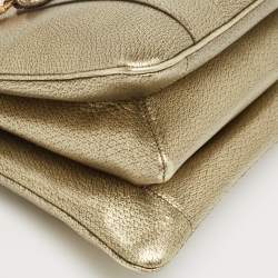 مملوكة مسبقًا Gucci Gold Leather Metal Bamboo Ring Bag
