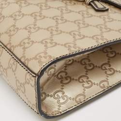 Pre Owned Gucci Pale Gold Guccissima Leather Small Emily Chain Shoulder Bag