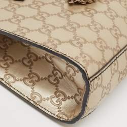 Pre Owned Gucci Pale Gold Guccissima Leather Small Emily Chain Shoulder Bag