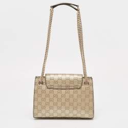 Pre Owned Gucci Pale Gold Guccissima Leather Small Emily Chain Shoulder Bag