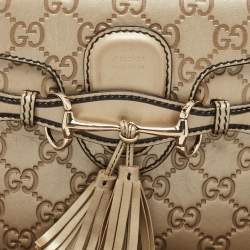 Pre Owned Gucci Pale Gold Guccissima Leather Small Emily Chain Shoulder Bag