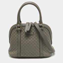 Pre Owned Gucci Grey Microguccissima Leather Mini Nice Dome Bag