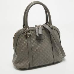 Pre Owned Gucci Grey Microguccissima Leather Mini Nice Dome Bag