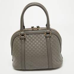 Pre Owned Gucci Grey Microguccissima Leather Mini Nice Dome Bag