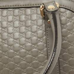 Pre Owned Gucci Grey Microguccissima Leather Mini Nice Dome Bag