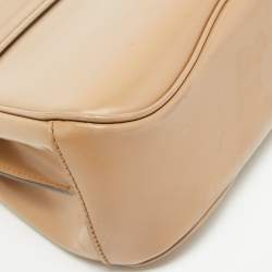 Pre Owned Gucci Beige Glossy Leather Mini Lady Lock Bamboo Top Handle Bag