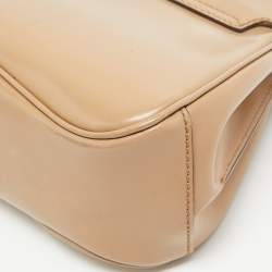 Pre Owned Gucci Beige Glossy Leather Mini Lady Lock Bamboo Top Handle Bag