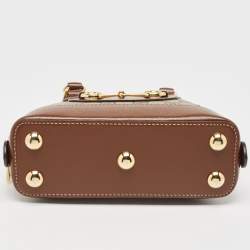 Pre Owned Gucci Beige/Ebony GG Supreme Canvas Mini Horsebit 1955 Top Handle Bag