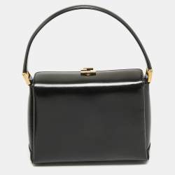 Gucci Black Glossy Leather G Logo Top Handle Bag
