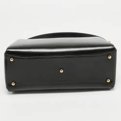 Gucci Black Glossy Leather G Logo Top Handle Bag