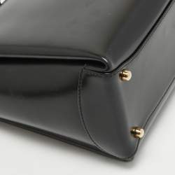 Gucci Black Glossy Leather G Logo Top Handle Bag