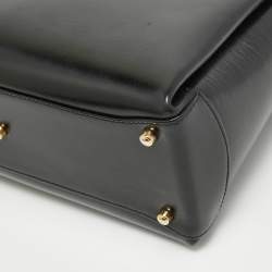 Gucci Black Glossy Leather G Logo Top Handle Bag