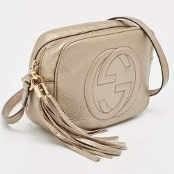 Gucci Gold Grained Leather Small Soho Disco Crossbody Bag