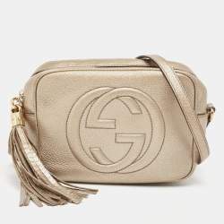 Gucci Gold Grained Leather Small Soho Disco Crossbody Bag