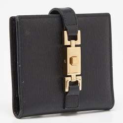 Gucci Black Leather Jackie Compact Wallet