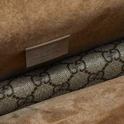 Pre Owned Gucci Beige GG Supreme Canvas and Suede Small Rectangular Dionysus Shoulder Bag