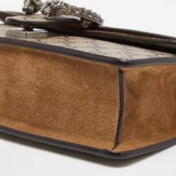 Pre Owned Gucci Beige GG Supreme Canvas and Suede Small Rectangular Dionysus Shoulder Bag