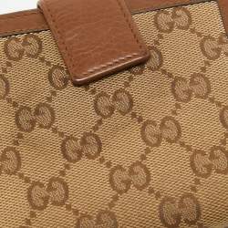 Gucci Brown/Beige GG Canvas and Leather Bamboo Tassel Compact Wallet