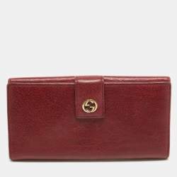 Gucci Red Leather Interlocking G Continental Wallet
