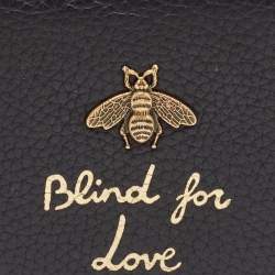 Pre Owned Gucci Black Leather Bee Blind for Love Card Case