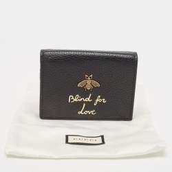 Pre Owned Gucci Black Leather Bee Blind for Love Card Case