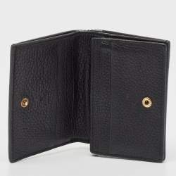 Pre Owned Gucci Black Leather Bee Blind for Love Card Case
