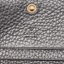 Pre Owned Gucci Black Leather Bee Blind for Love Card Case