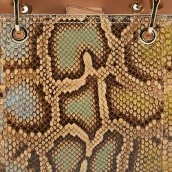 Pre Owned Gucci Multicolor Python Medium Bamboo Shopper Tote