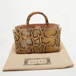 Pre Owned Gucci Multicolor Python Medium Bamboo Shopper Tote
