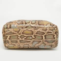 Pre Owned Gucci Multicolor Python Medium Bamboo Shopper Tote