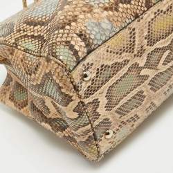 Pre Owned Gucci Multicolor Python Medium Bamboo Shopper Tote