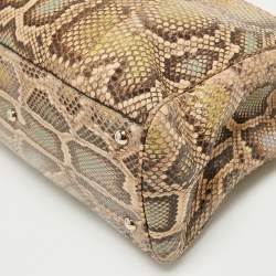 Pre Owned Gucci Multicolor Python Medium Bamboo Shopper Tote